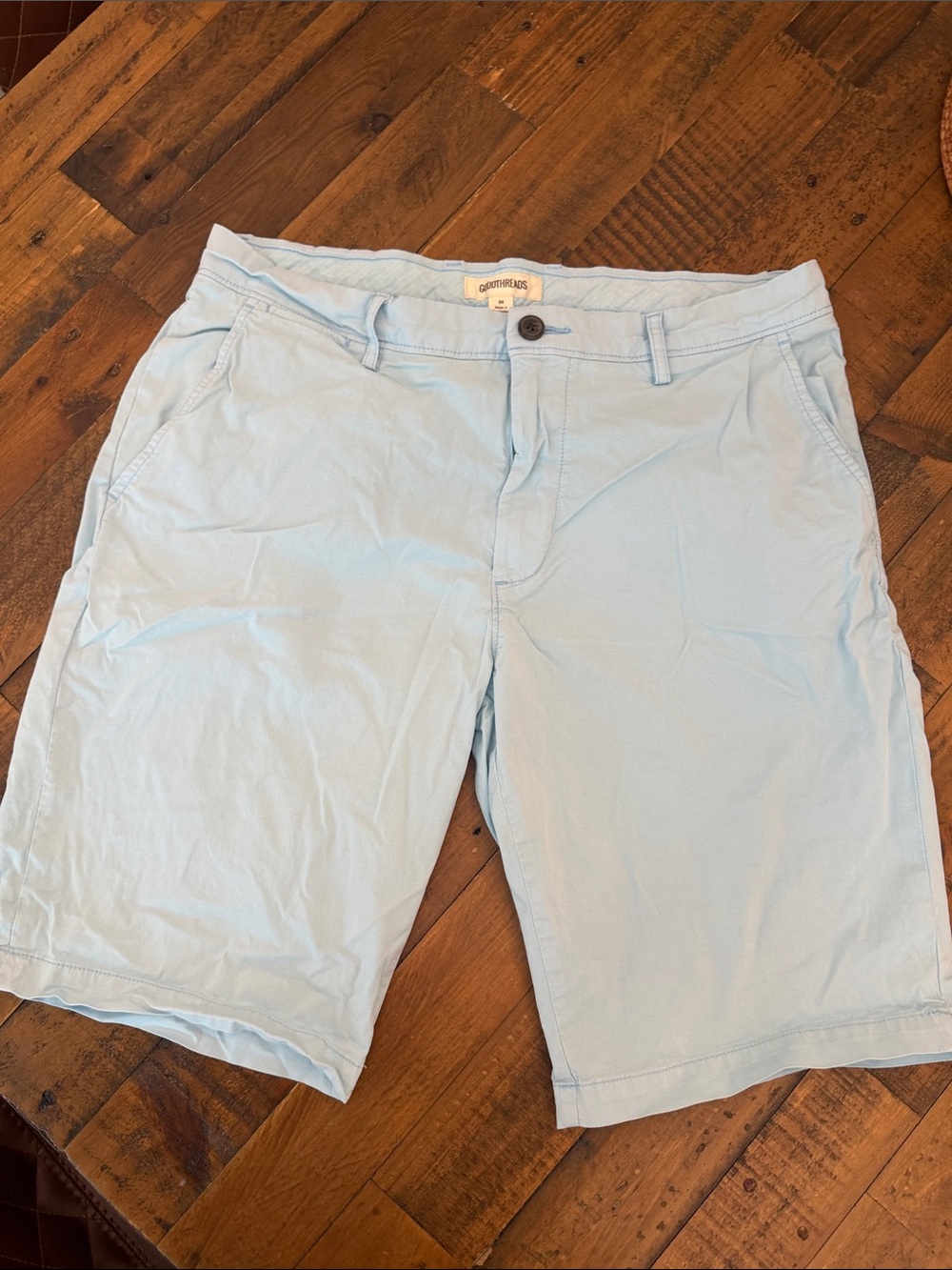Goodthreads Pale Blue Flat-Front Men's Chino Shorts